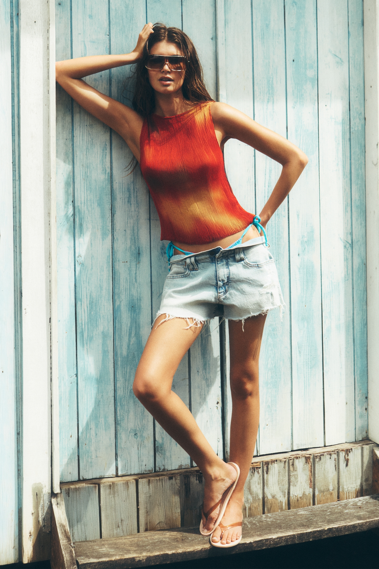 Pilcro Shrunken Raw-Hem Denim Shorts