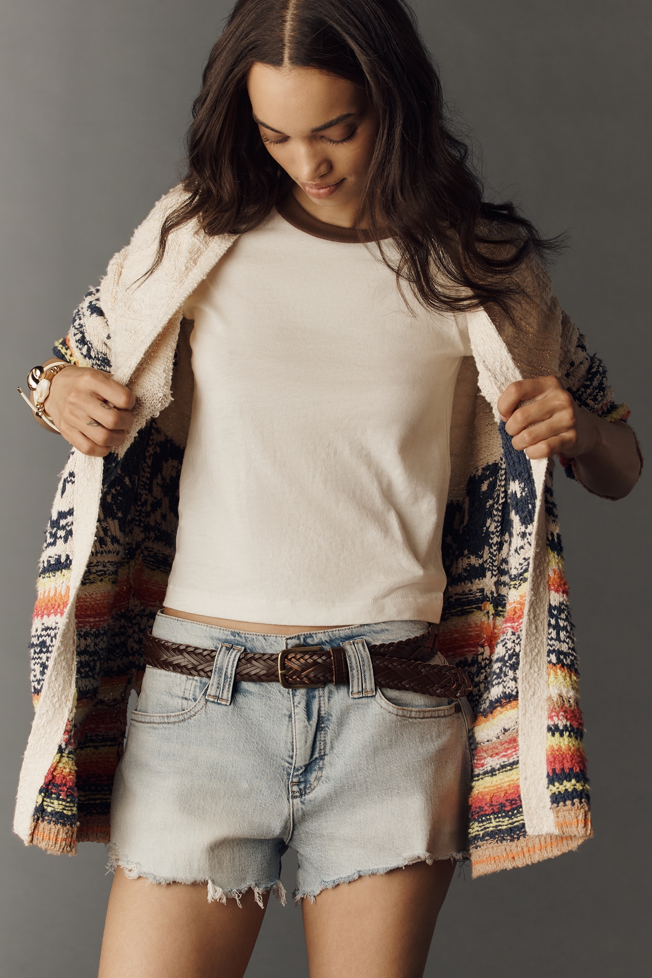 Pilcro Shrunken Raw-Hem Denim Shorts