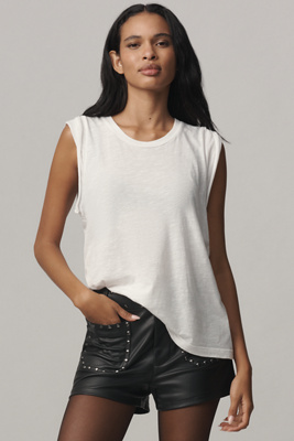 The Colette Collection By Maeve The Colette Studded Faux-leather Shorts In White