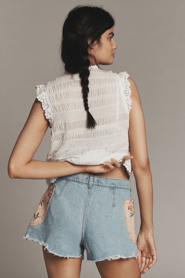 Anthropologie ピルクロ パッチワークポケット デニムショーツ Pilcro Patchwork Pocket Denim Shorts | Anthropologie