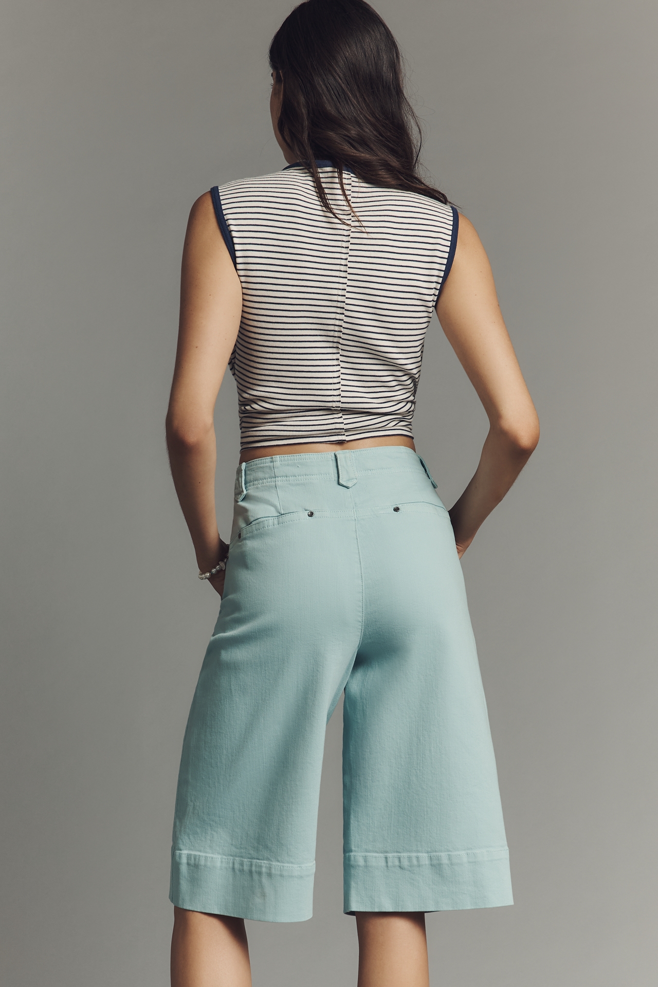 Maeve Tea Towel Denim Bermuda Shorts