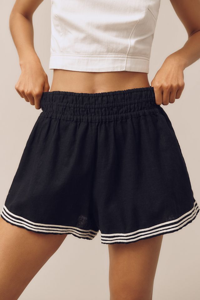 The Somerset Striped Trim Linen Cotton Shorts #2