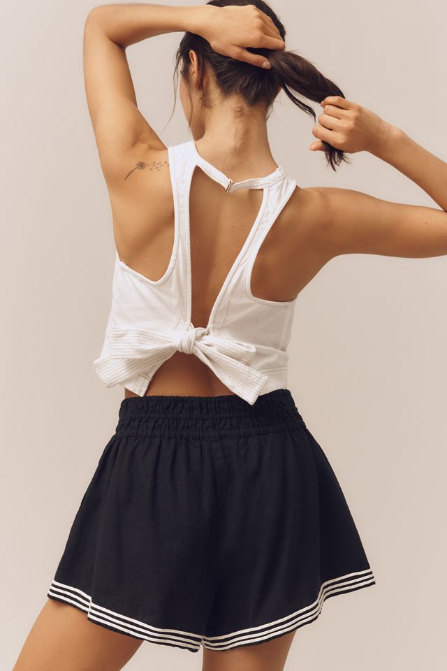 The Somerset Striped Trim Linen Cotton Shorts #3