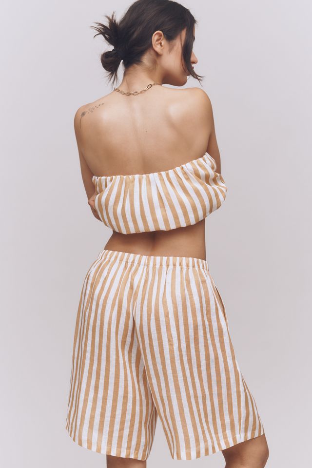 Maeve Linen Striped Bermuda Shorts #2