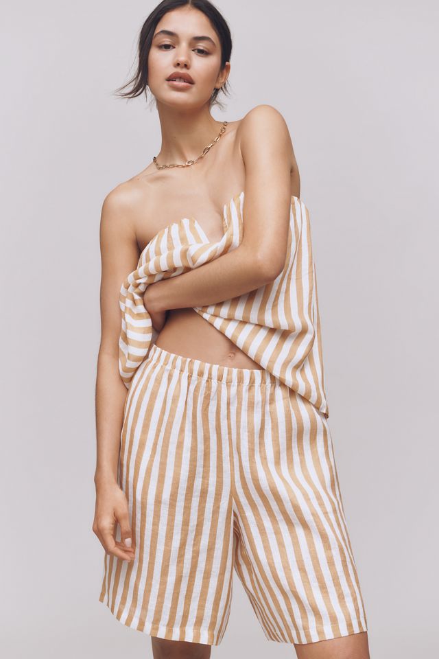 Maeve Linen Striped Bermuda Shorts #3