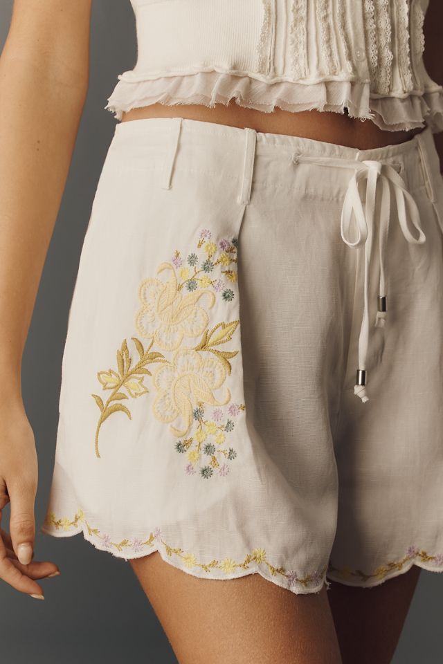 By Anthropologie Scalloped Embroidered Shorts #1