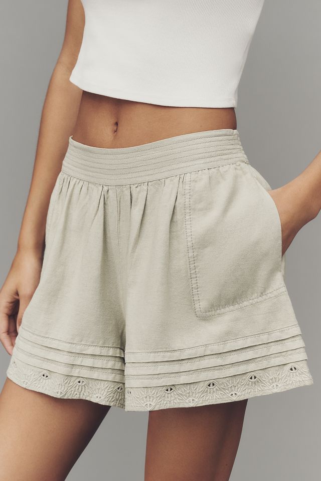 By Anthropologie Linen Pleated Shorts #1