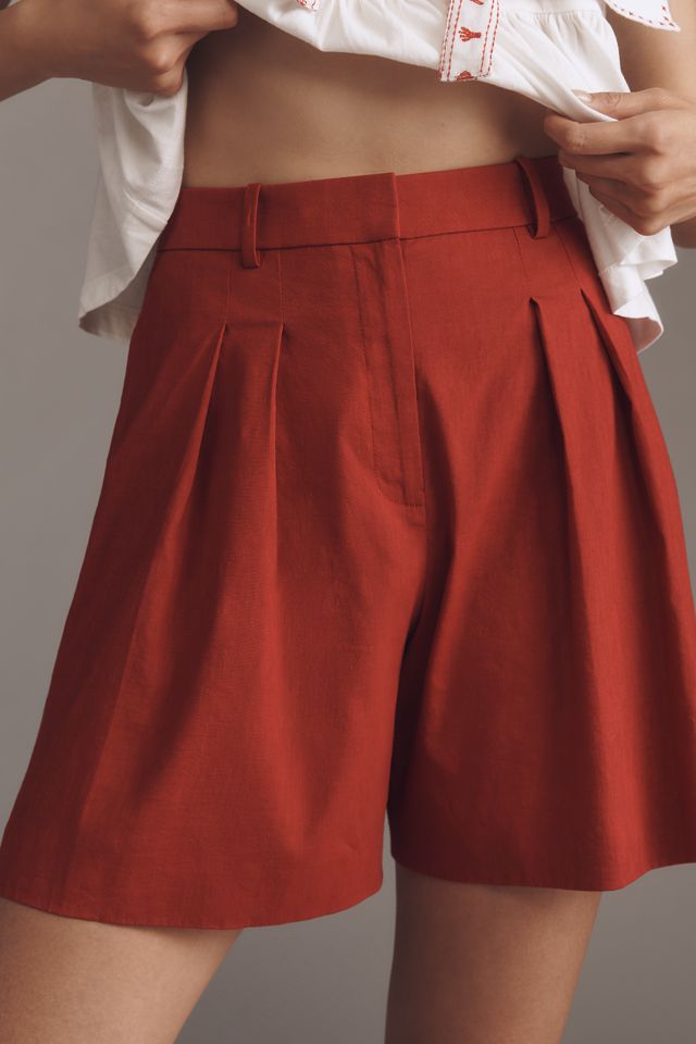 Theory Linen Blend Pleated Shorts #1