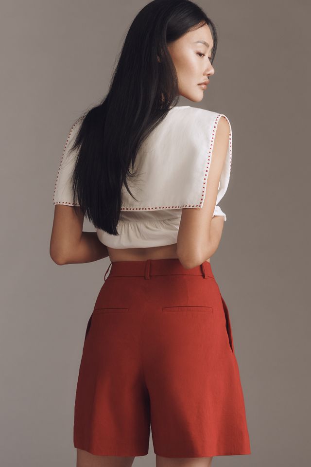 Theory Linen Blend Pleated Shorts #3