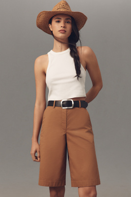 Theory Relaxed Casual Bermuda Shorts In Brown