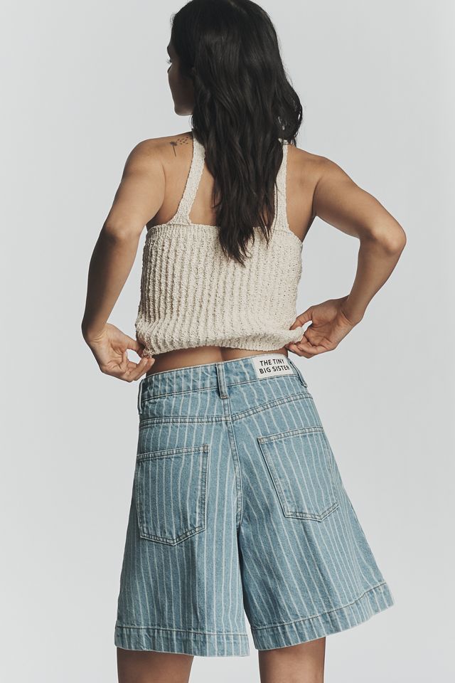 The Tiny Big Sister Striped Denim Bermuda Shorts #3