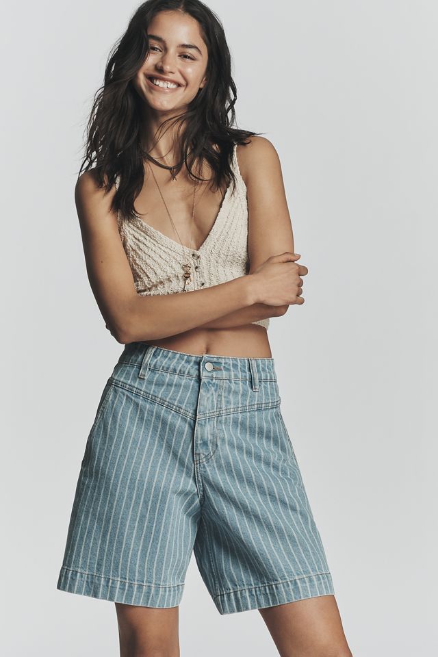 The Tiny Big Sister Striped Denim Bermuda Shorts #1