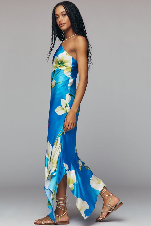 Amanda Uprichard Asymmetric Satin Maxi Dress | Anthropologie
