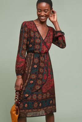 Tapestry Surplice Dress | Anthropologie