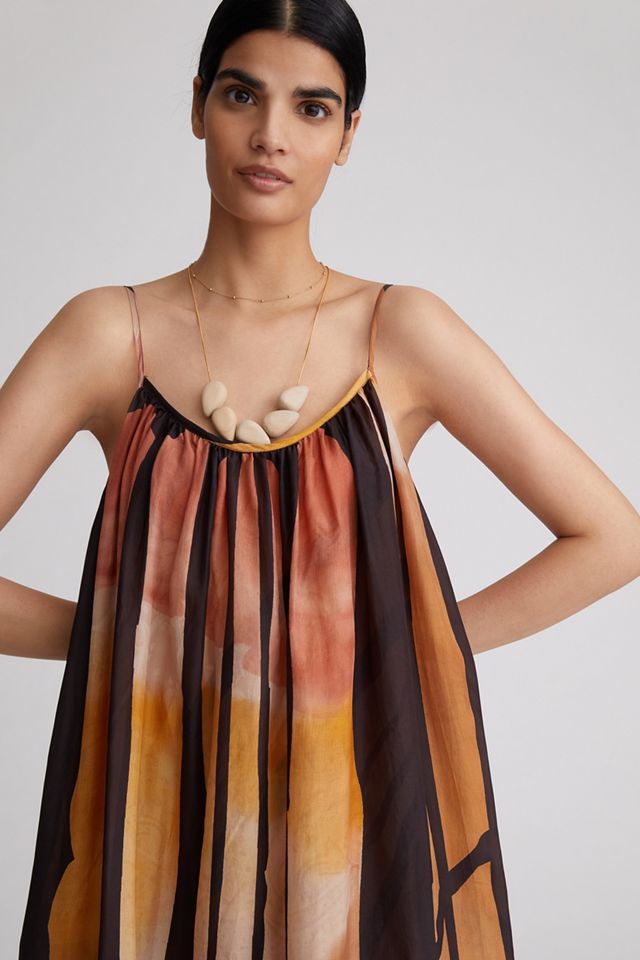 Abstract Silk Maxi Dress #1