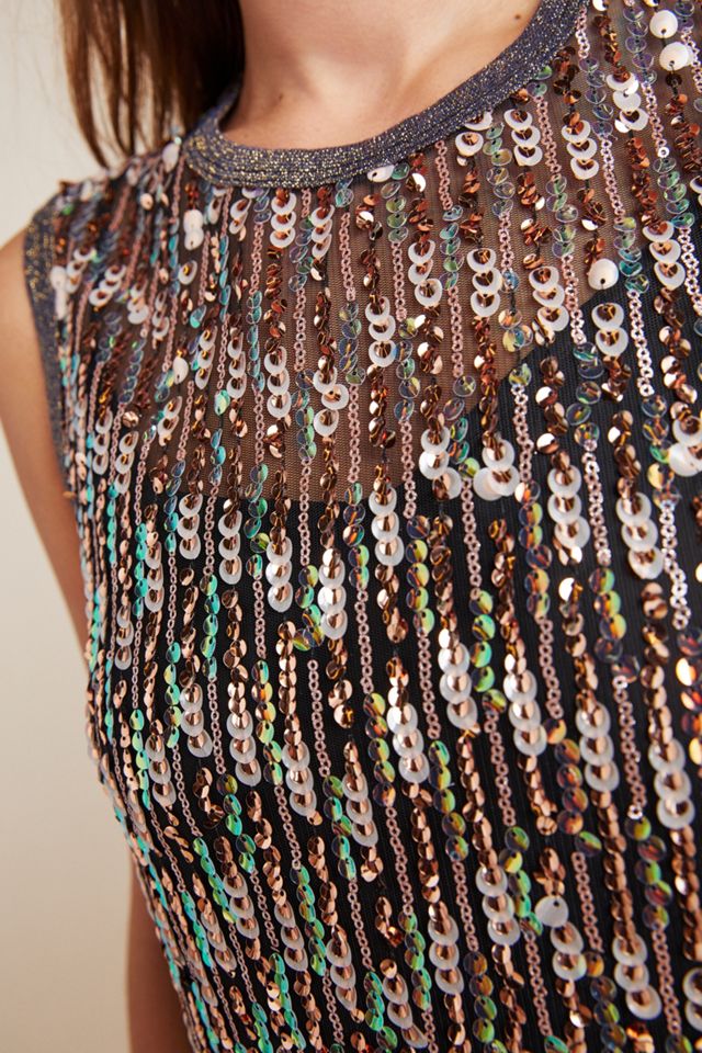 corey lynn calter sequin dress Corey Lynn Calter Sequin Party Midi Dress Womens Medium Multicolor Sheer  NEW