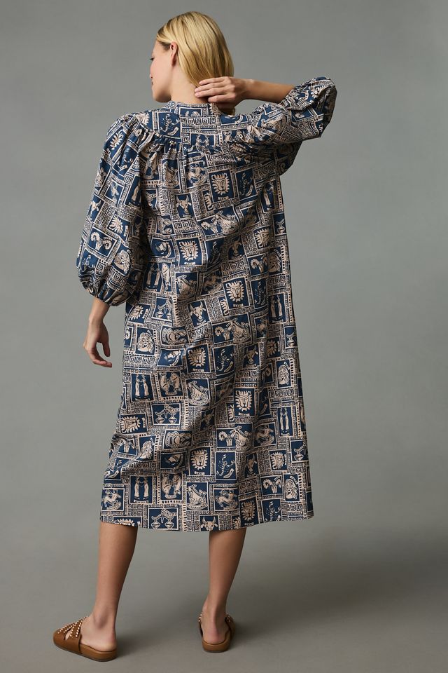Corey Lynn Calter Printed Puff-Sleeve Tunic Midi Dress #1
