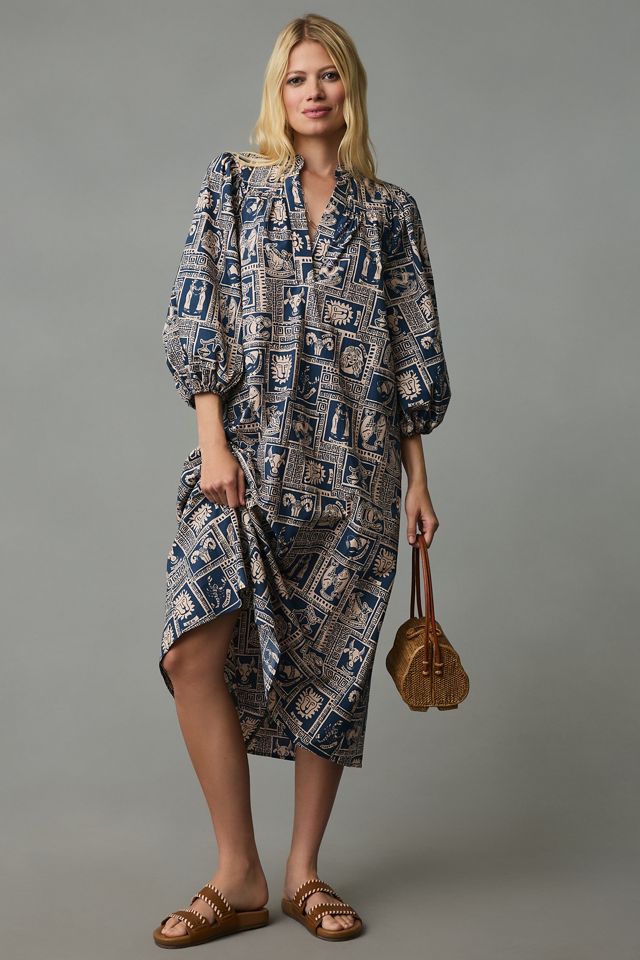 Corey Lynn Calter Printed Puff-Sleeve Tunic Midi Dress #2