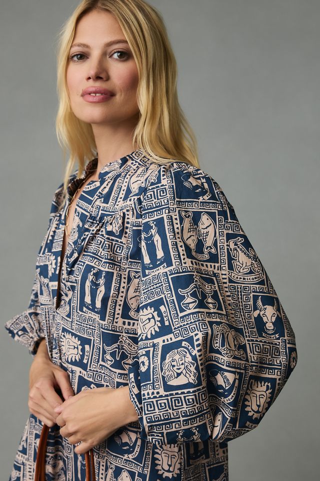 Corey Lynn Calter Printed Puff-Sleeve Tunic Midi Dress #3