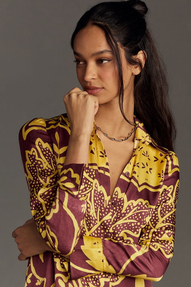 Corey Lynn Calter Long-Sleeve Printed Shirt Dress #1