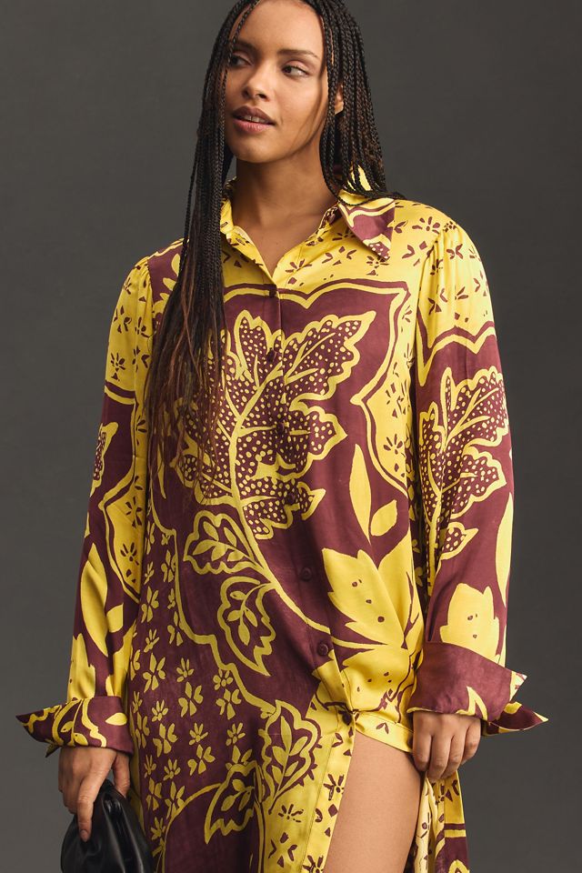 Corey Lynn Calter Long-Sleeve Printed Shirt Dress #6