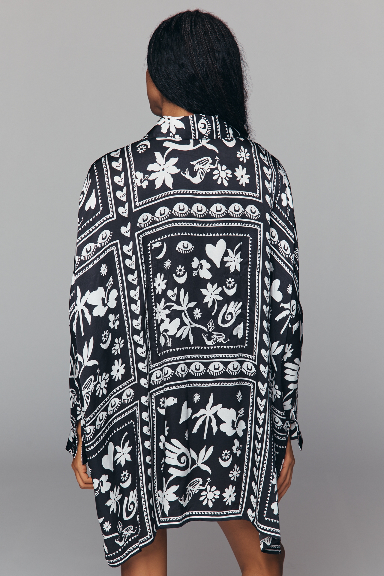 Corey Lynn Calter Long-Sleeve Printed Mini Shirt Dress