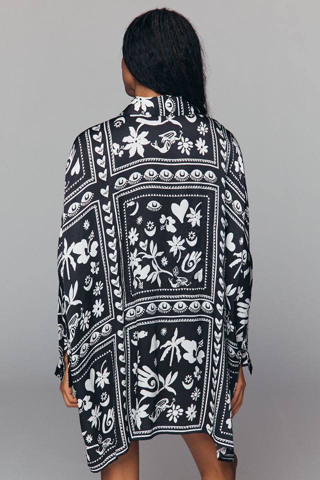 Corey Lynn Calter Long-Sleeve Printed Mini Shirtdress #1