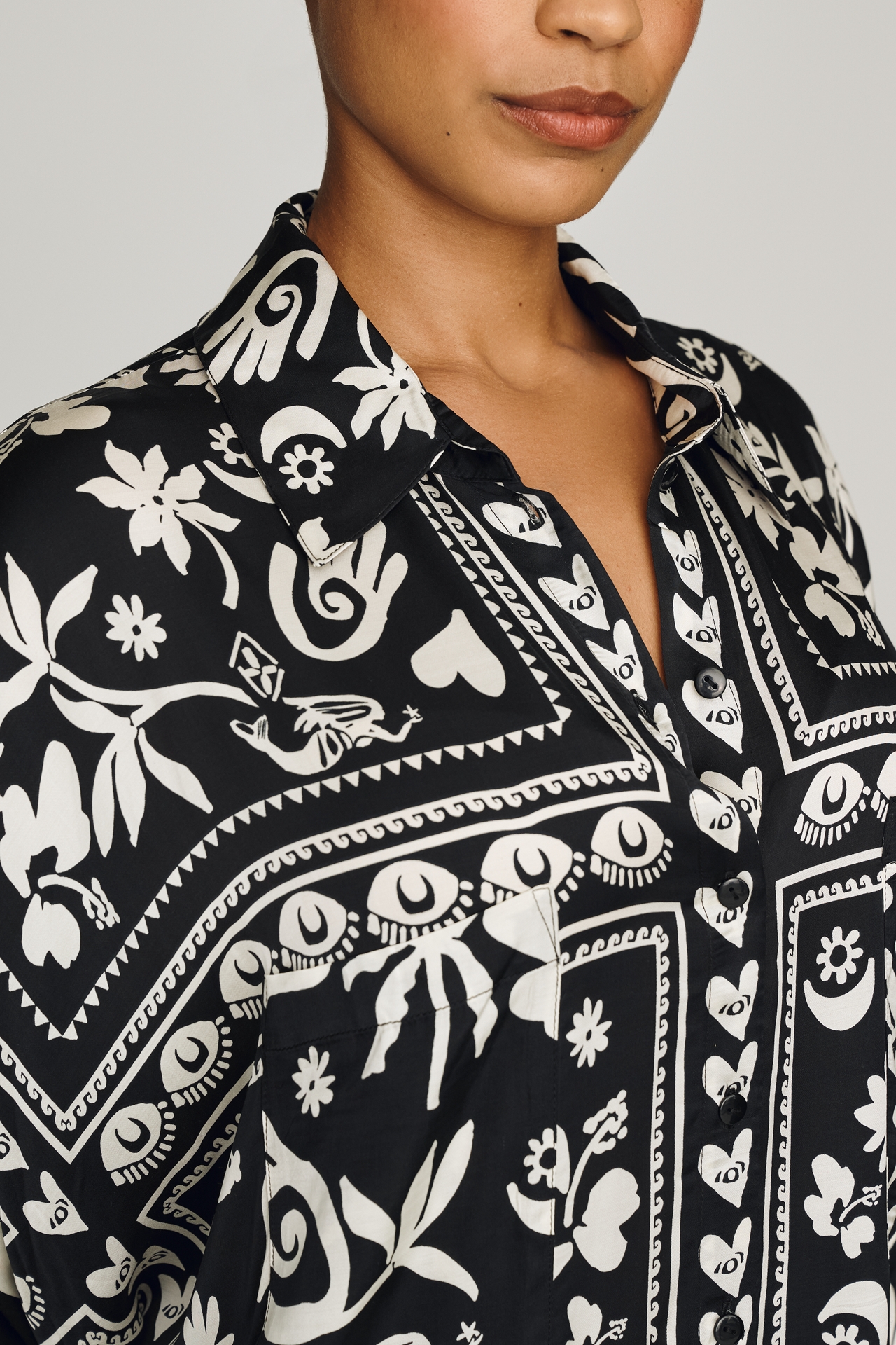 Corey Lynn Calter Long-Sleeve Printed Mini Shirt Dress
