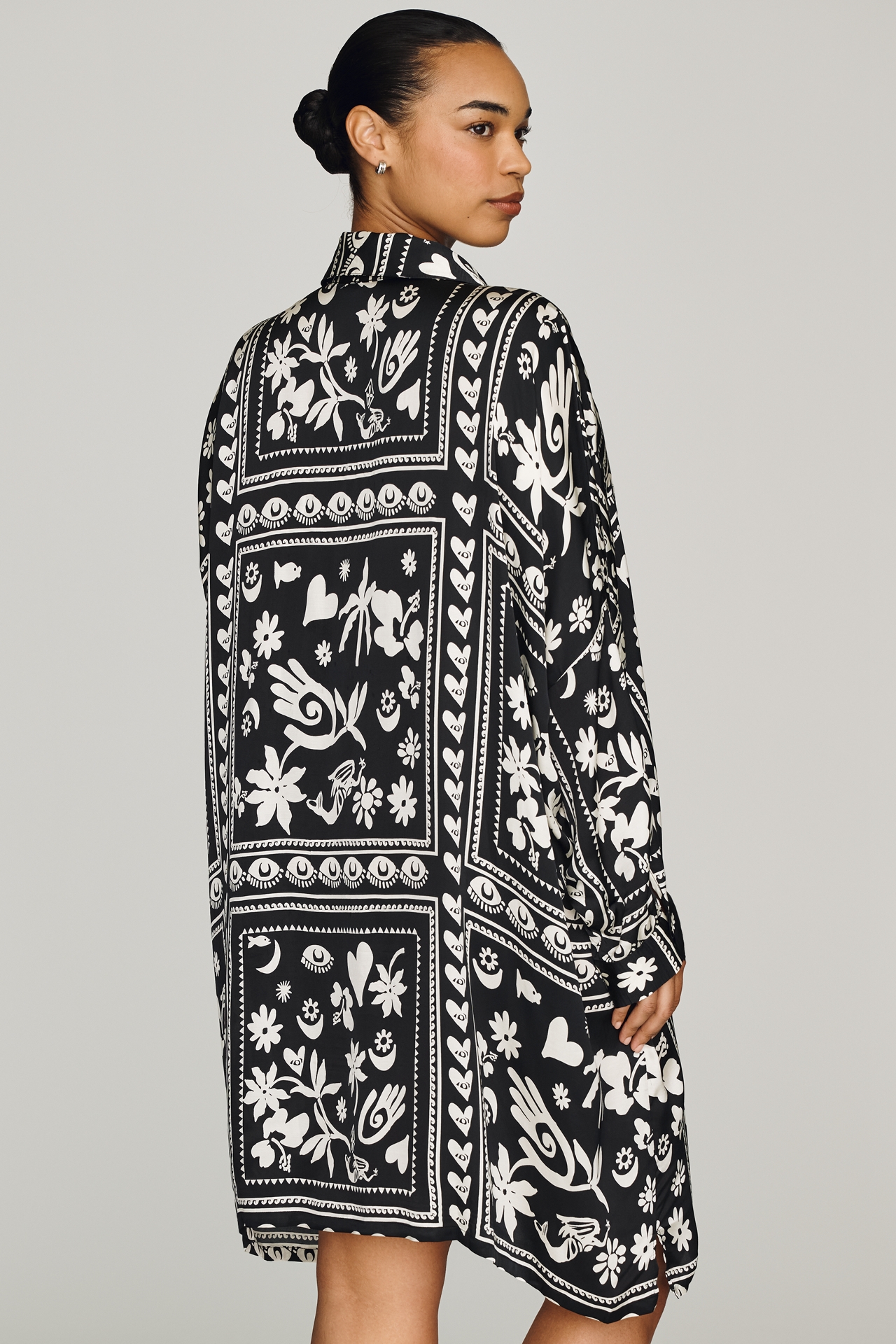 Corey Lynn Calter Long-Sleeve Printed Mini Shirt Dress