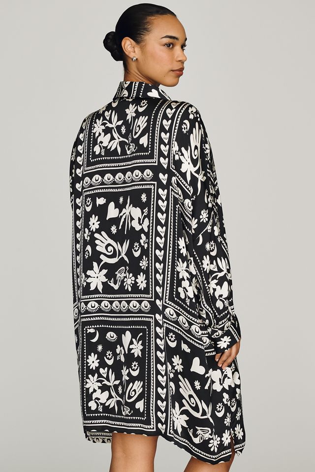 Corey Lynn Calter Long-Sleeve Printed Mini Shirtdress #6