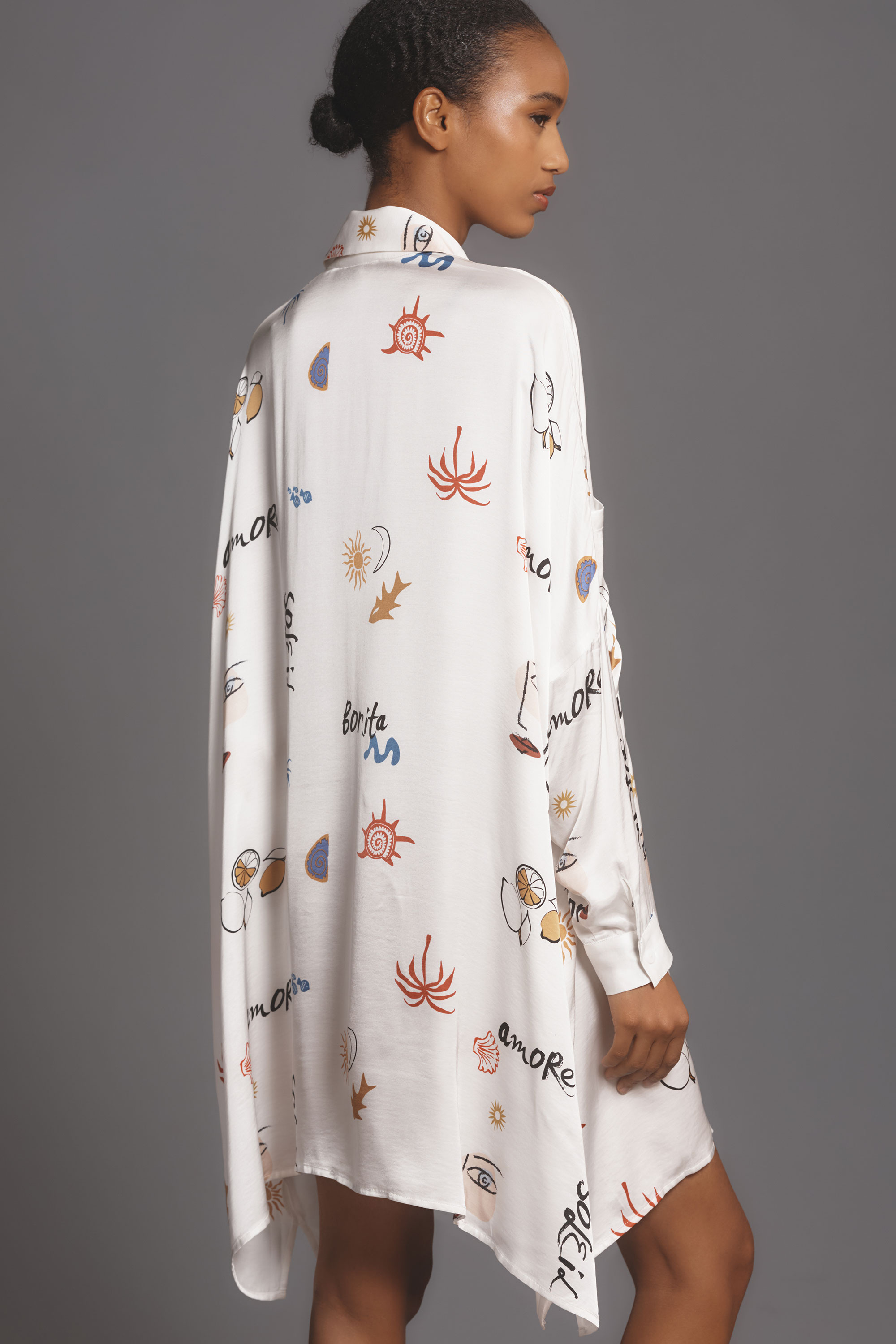 Long-Sleeve Printed Mini Shirtdress — Image 23