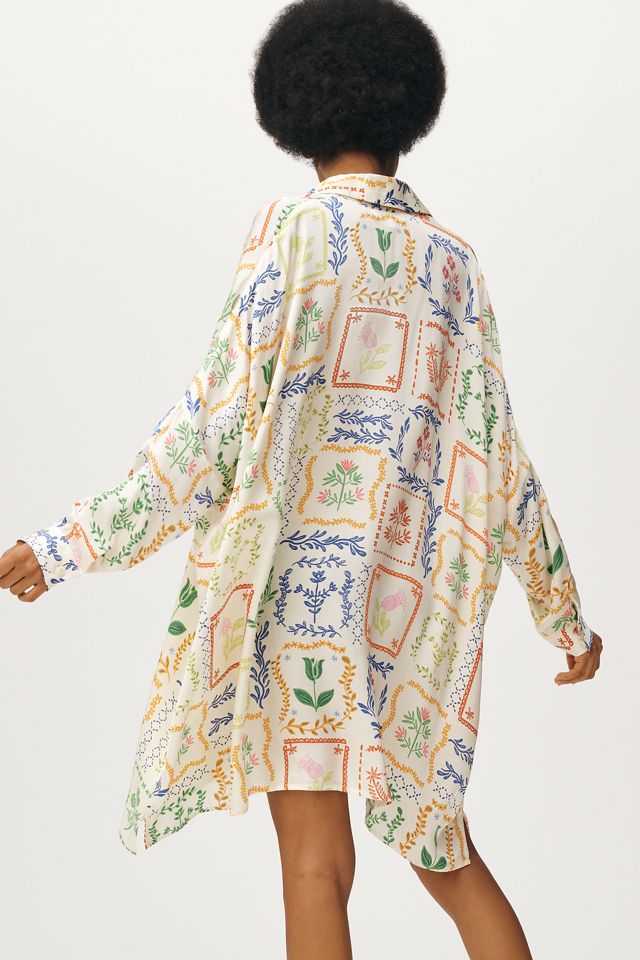 Corey Lynn Calter Long-Sleeve Printed Mini Shirt Dress