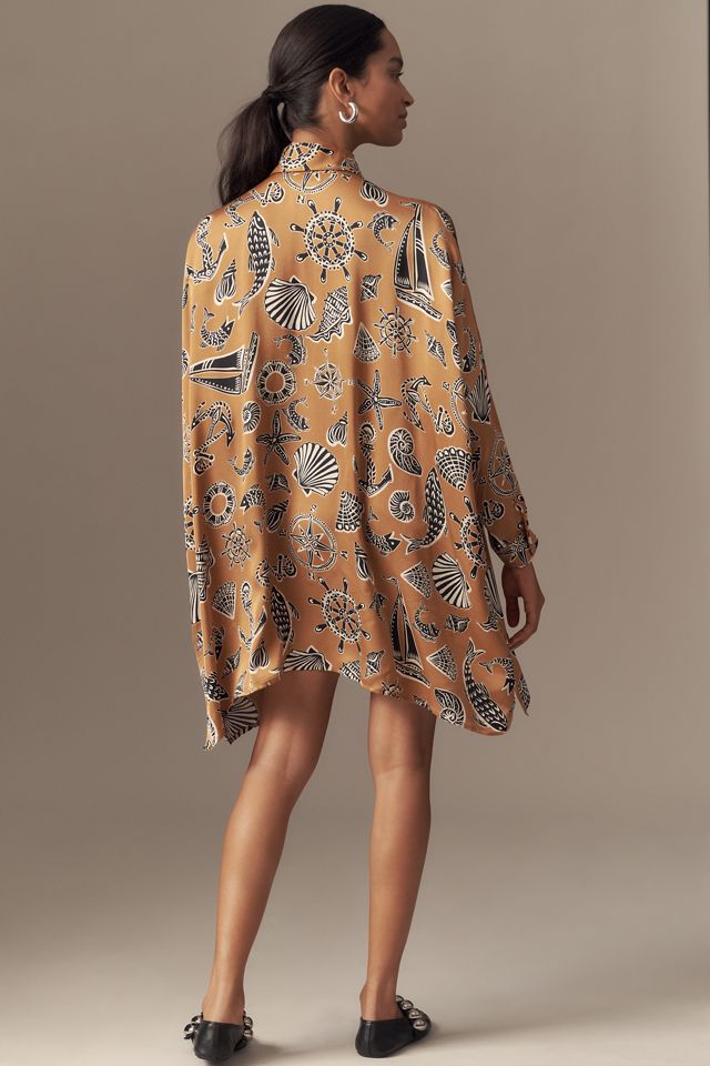 Corey Lynn Calter Long-Sleeve Printed Mini Shirt Dress #1