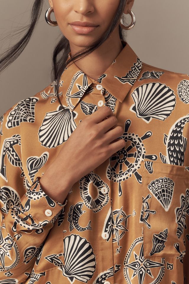 Corey Lynn Calter Long-Sleeve Printed Mini Shirt Dress #2