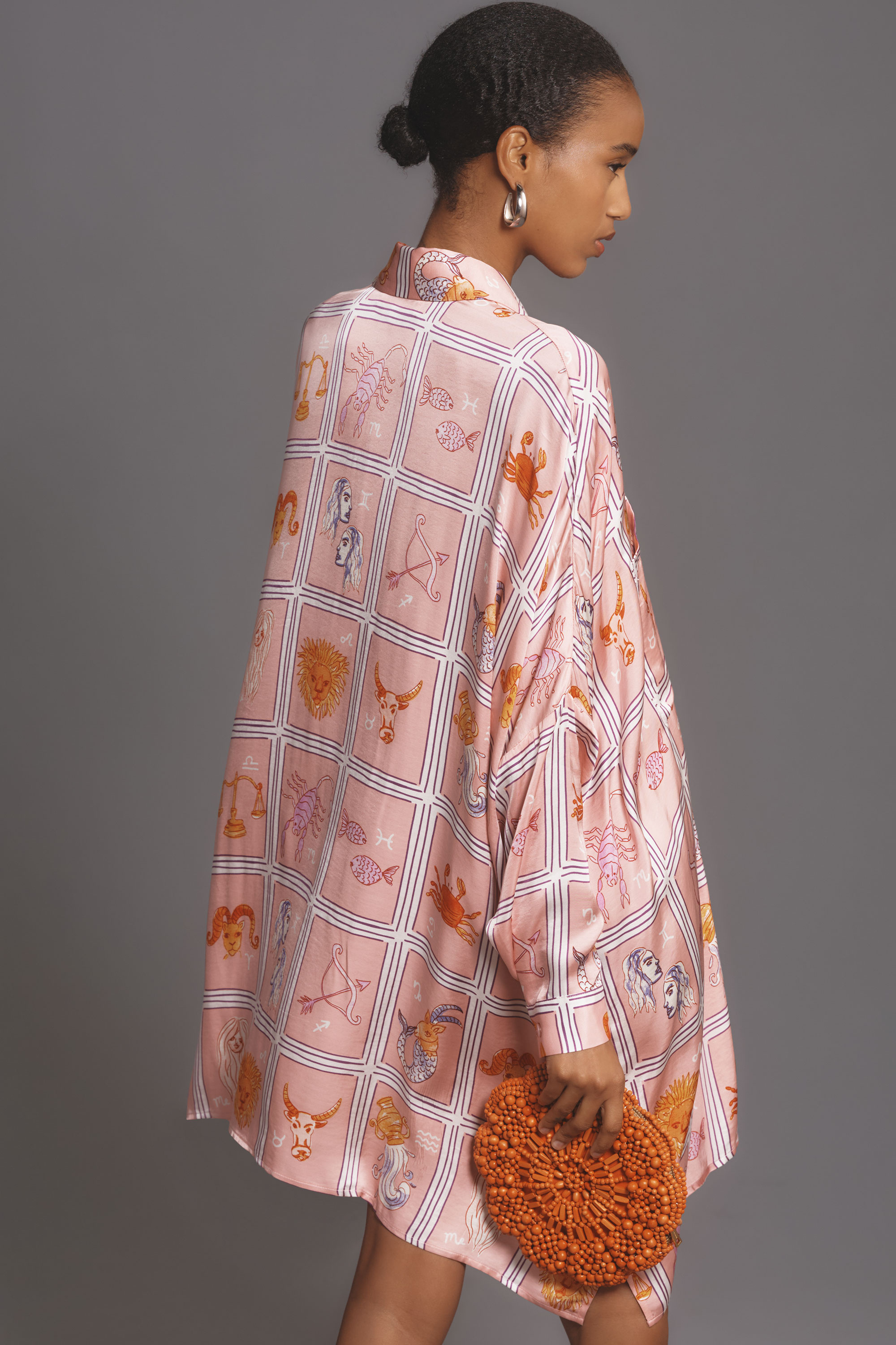 Long-Sleeve Printed Mini Shirtdress — Image 30
