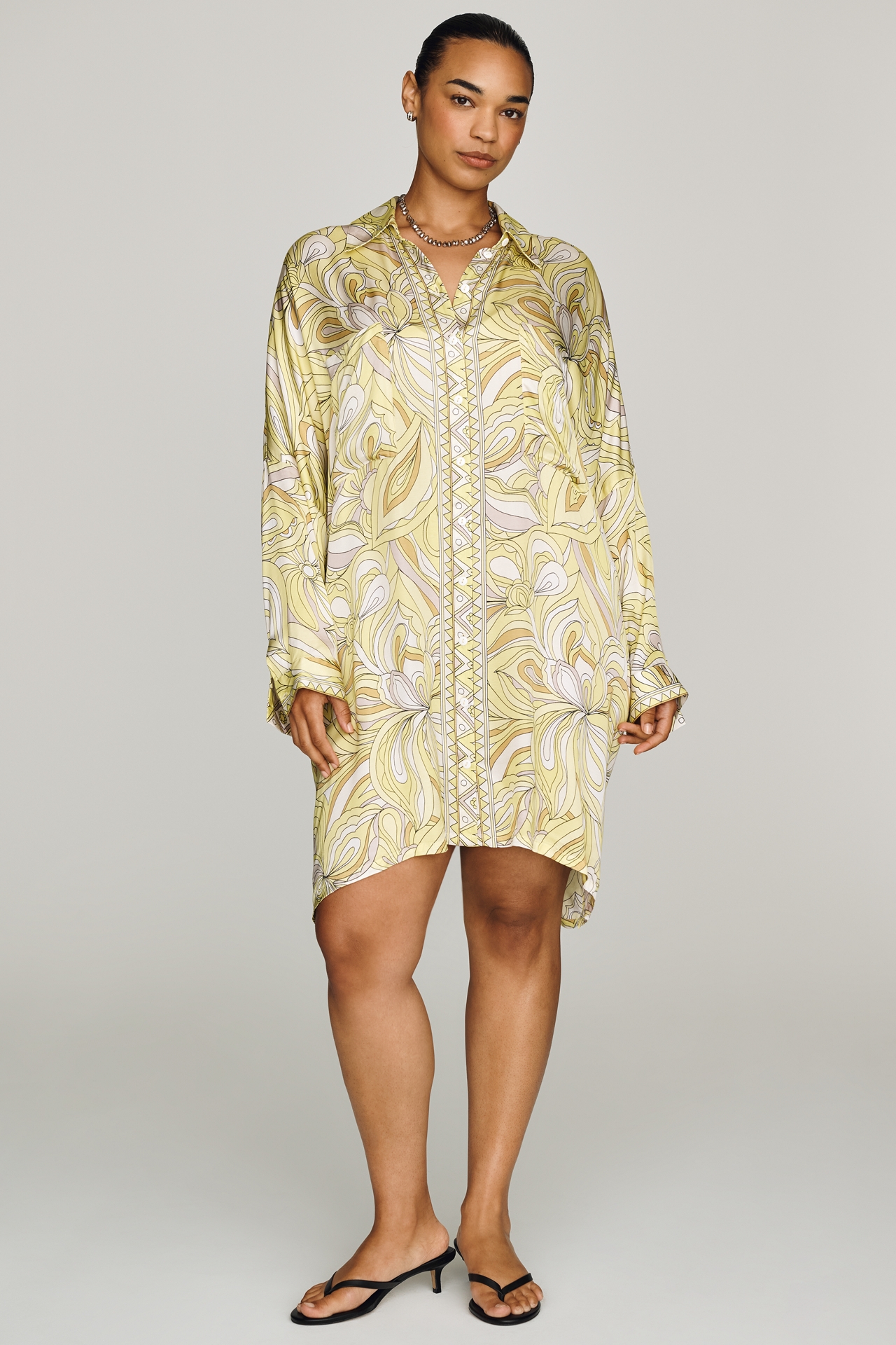 Corey Lynn Calter Long-Sleeve Printed Mini Shirtdress