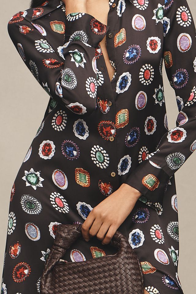 Corey Lynn Calter V-Neck Jewel Shirt Maxi Dress #2