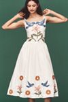Corey Lynn Calter Calista Embroidered Basque-Waist Midi Dress