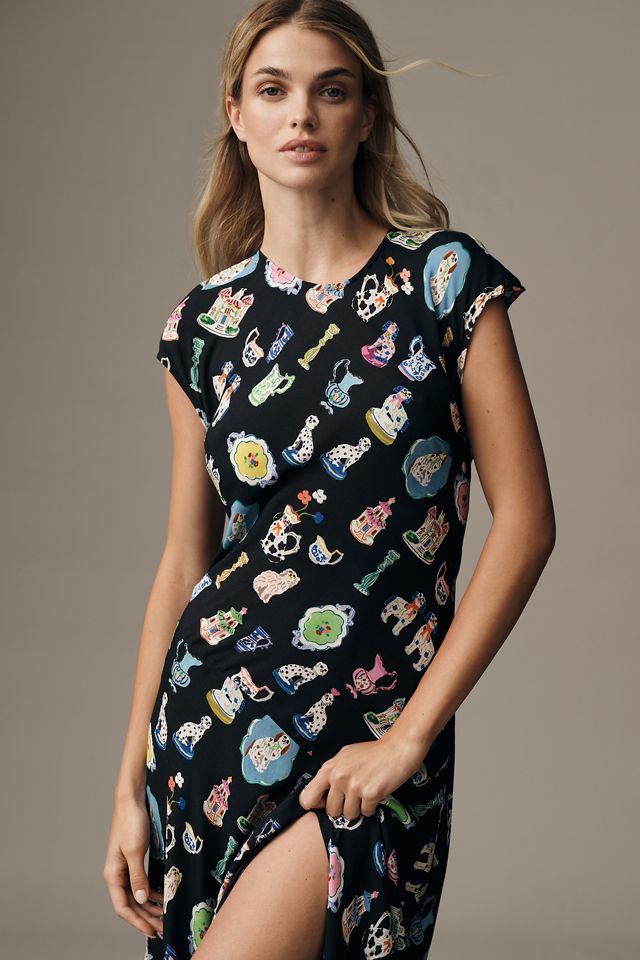 Corey Lynn Calter Short-Sleeve Printed Maxi Dress