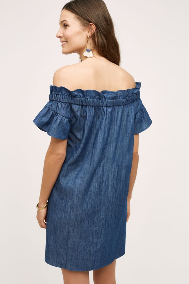 Denim Off-The-Shoulder Dress #1