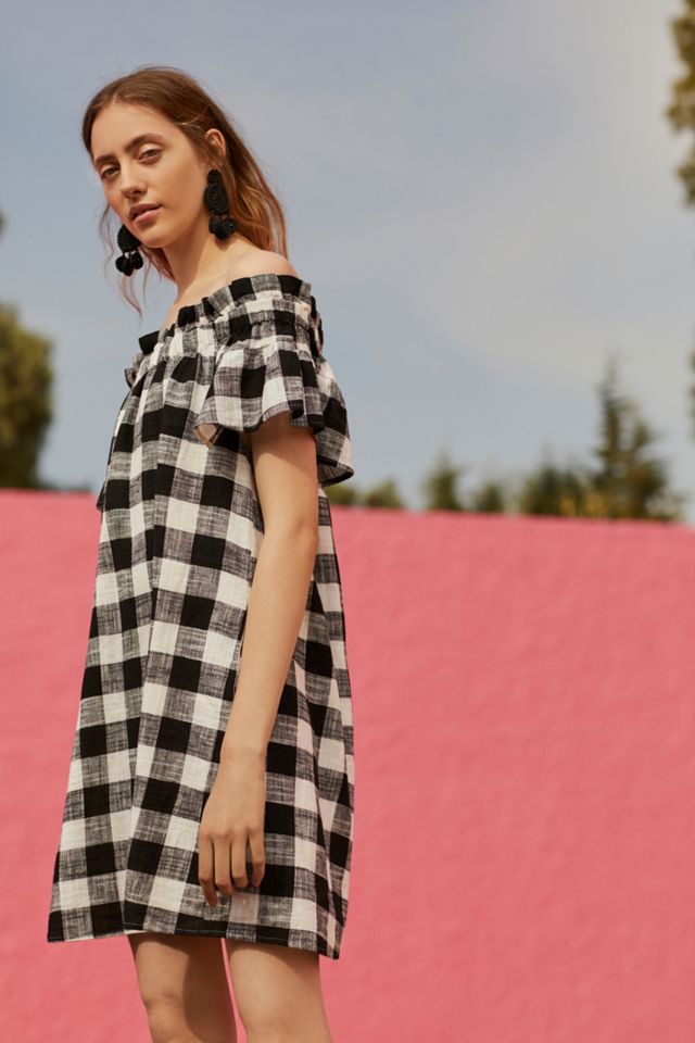Gingham Off-The-Shoulder Dress #3