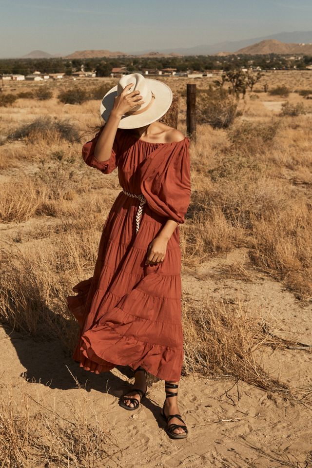 Erika Peña Tiered Off-The-Shoulder Maxi Dress #1