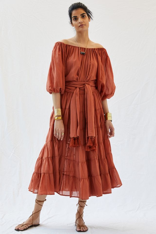 Erika Peña Tiered Off-The-Shoulder Maxi Dress #5