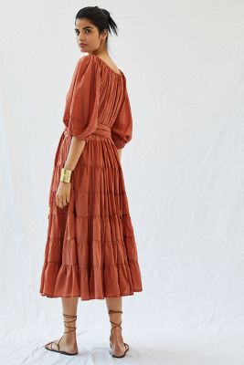 anthropologie rust dress