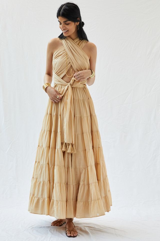 Erika Pea Selma Belted Maxi Dress | Anthropologie