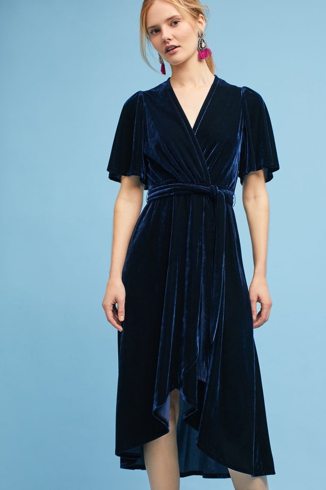 Anthropologie velvet wrap dress hotsell
