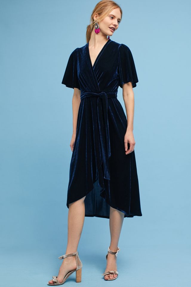 Velvet wrap midi store dress