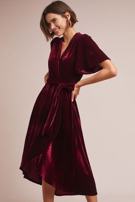 Donna morgan velvet wrap dress on sale