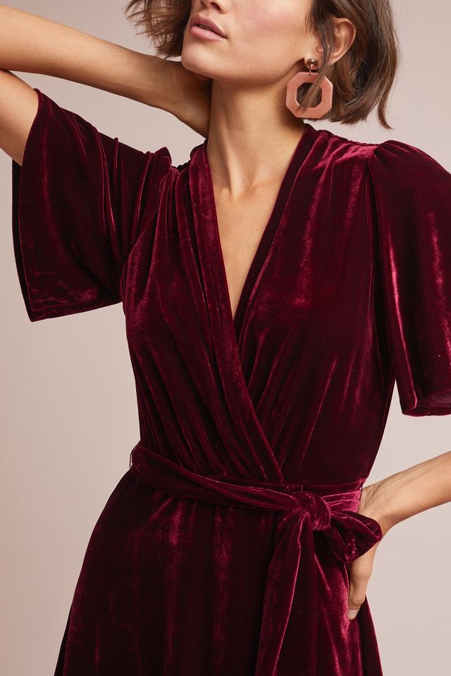 Anthropologie velvet wrap store dress