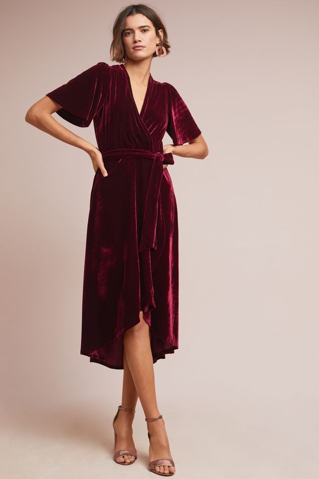 Donna morgan velvet store wrap dress